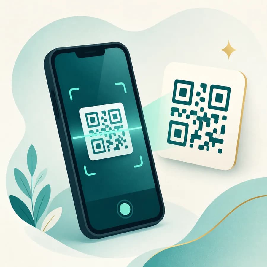 تصویرسازی اسکن کد QR با موبایل